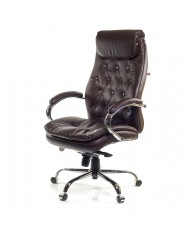 Купить недорого Кресло руководителя с хромом - Кресло ЛАЦИО • CH MB кожа коричневый в Украине